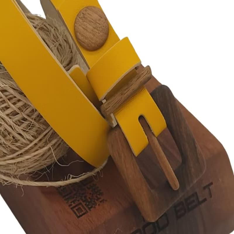 Wood Belt Fiordland Kind 210 - Walnut Wood Yellow Leather Belt
