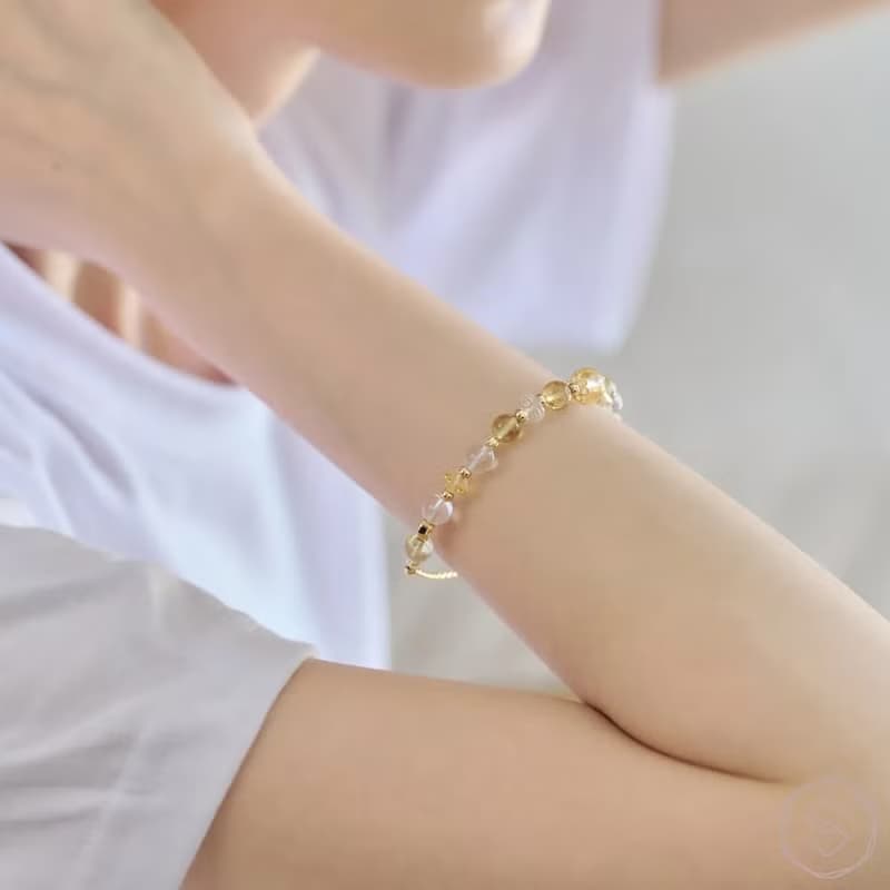 (招財+事業) 晚宴會 | 黃水晶 白水晶 | 天然水晶手鍊