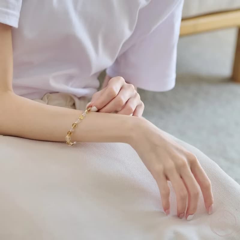(招財+事業) 晚宴會 | 黃水晶 白水晶 | 天然水晶手鍊