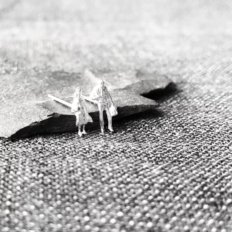 小人物耳環 耳針 純銀  Miniature earrings