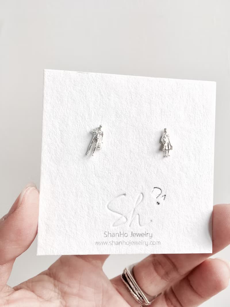 小人物耳環 耳針 純銀  Miniature earrings