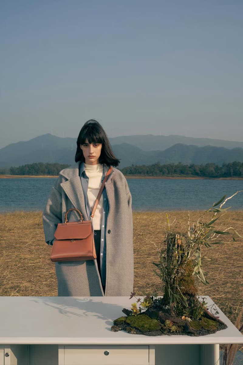 Fir Bag 素皮革木柄手提包 斜背包 側背包 棕色