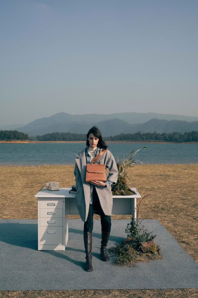 Fir Bag 素皮革木柄手提包 斜背包 側背包 棕色