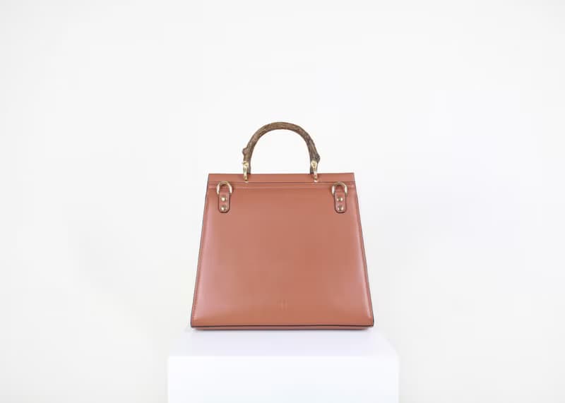 Fir Bag 素皮革木柄手提包 斜背包 側背包 棕色