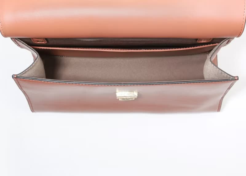 Fir Bag 素皮革木柄手提包 斜背包 側背包 棕色