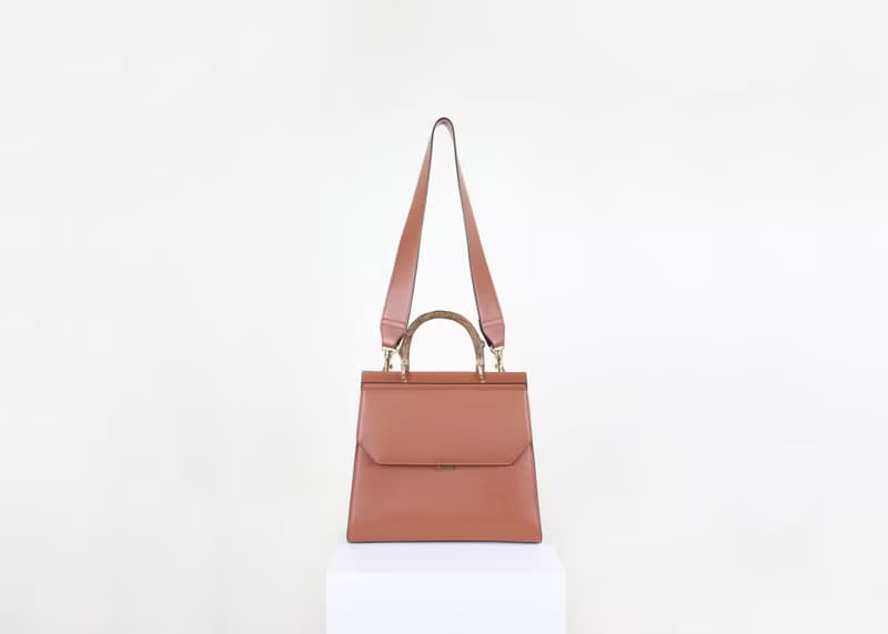 Fir Bag 素皮革木柄手提包 斜背包 側背包 棕色