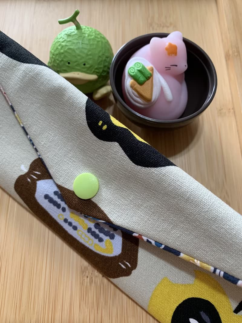 文青風環保純棉筷袋 ~ 水果物語 淡淡灰 潮物 收納 手作餐具袋 禮