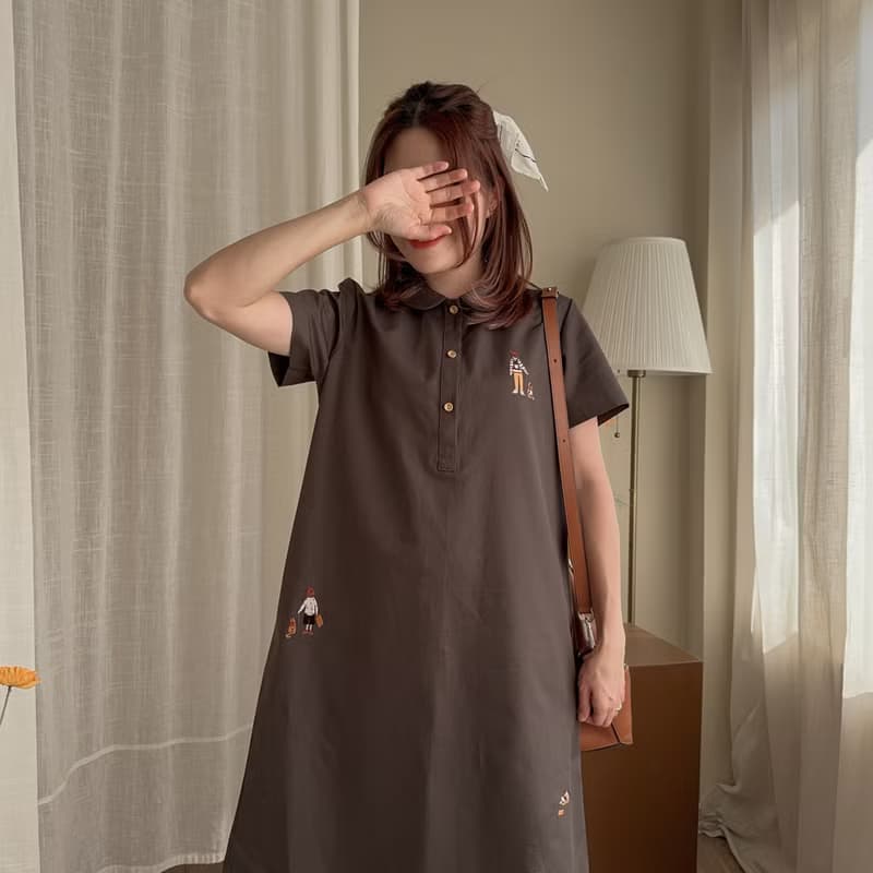 LuLu Dress 蓮花領連衣裙 Brown 棕色的