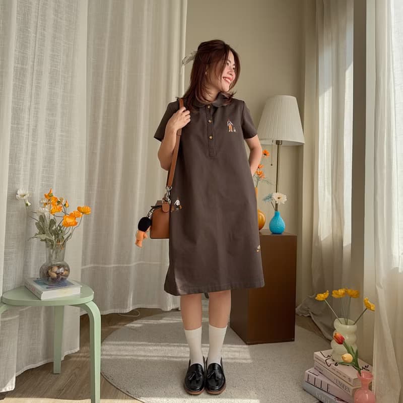 LuLu Dress 蓮花領連衣裙 Brown 棕色的