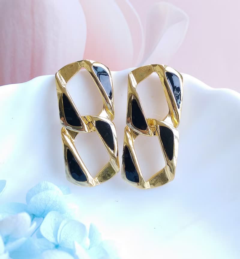 Vintage Jewelry 西洋古董飾品 復古 簡約 雙環 針式耳環