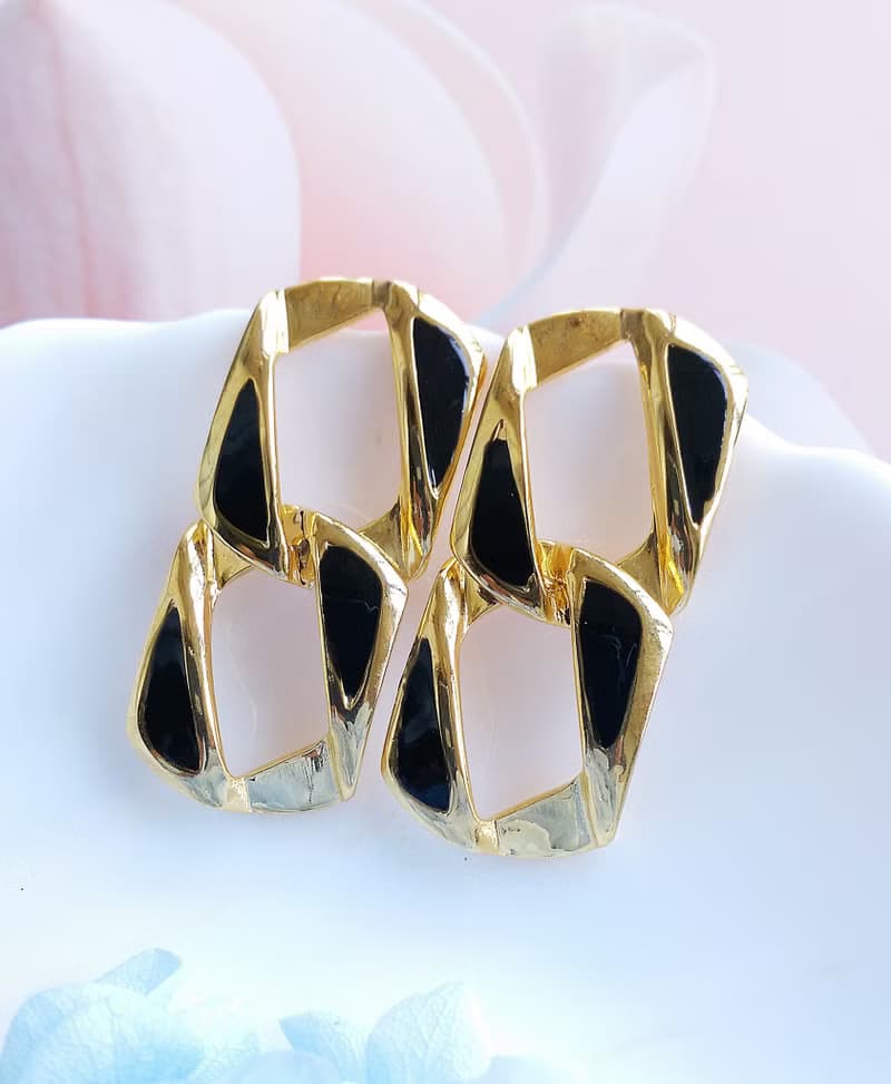 Vintage Jewelry 西洋古董飾品 復古 簡約 雙環 針式耳環