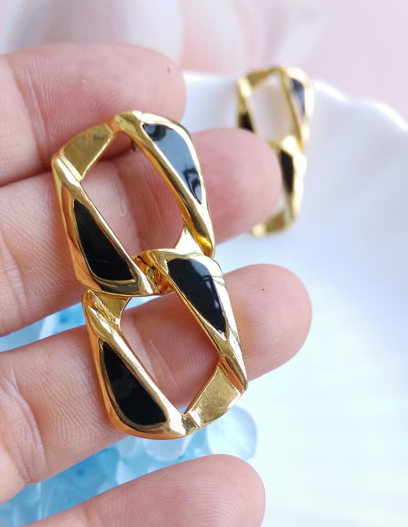 Vintage Jewelry 西洋古董飾品 復古 簡約 雙環 針式耳環