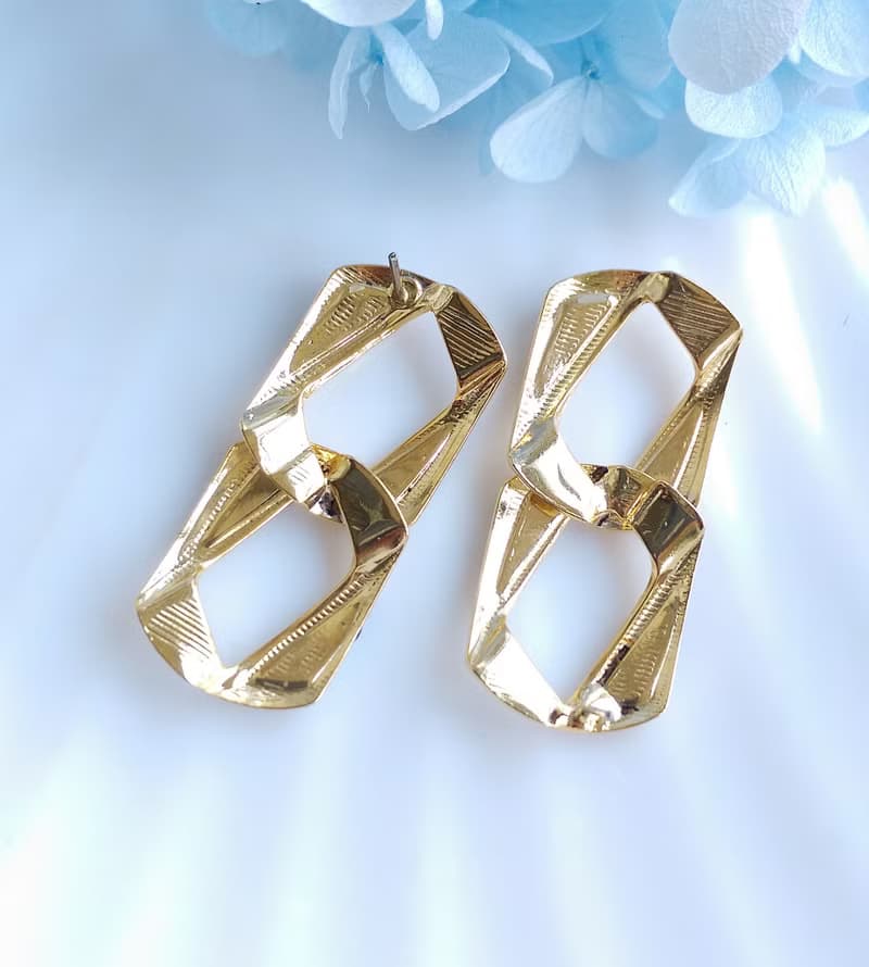 Vintage Jewelry 西洋古董飾品 復古 簡約 雙環 針式耳環