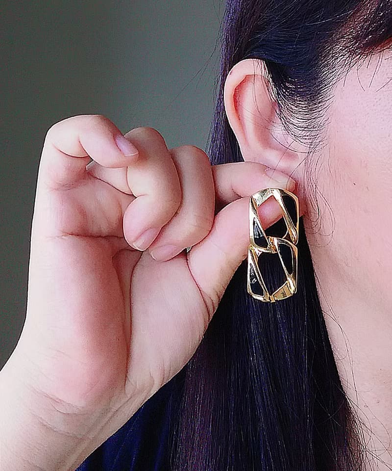 Vintage Jewelry 西洋古董飾品 復古 簡約 雙環 針式耳環