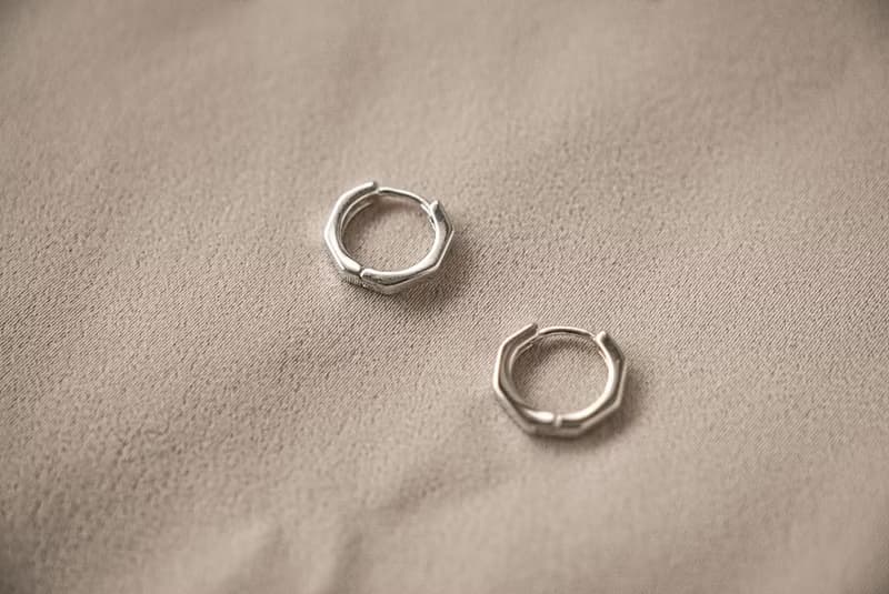 SV925 八角形 易扣開合小圈耳環 洗澡睡覺不用拆 第二耳洞