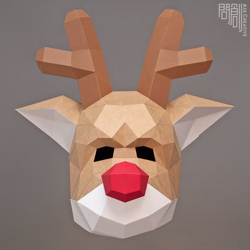 DIY手作3D紙模型擺飾 聖誕節/節慶系列 - 馴鹿面具