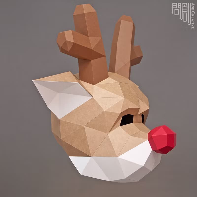 DIY手作3D紙模型擺飾 聖誕節/節慶系列 - 馴鹿面具