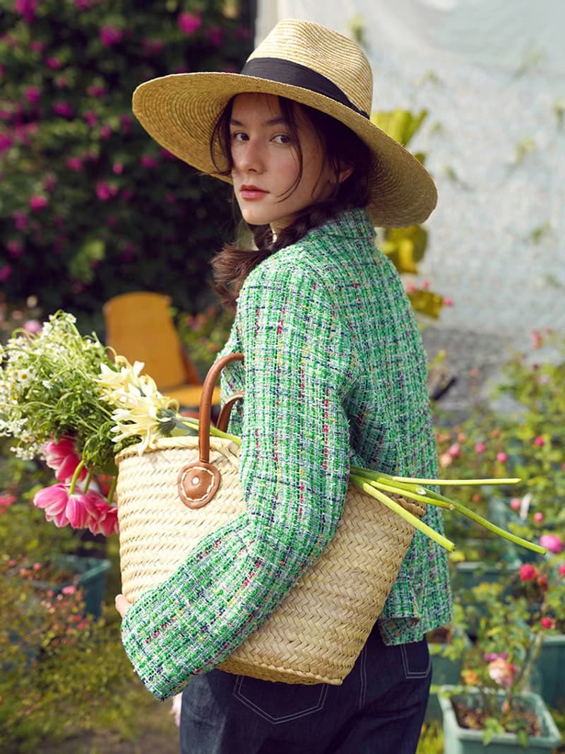 進口花呢小香風春日彩綠西服外套