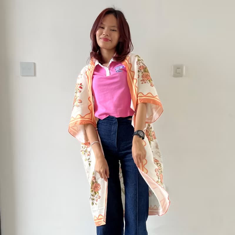 The Milkmaid Outer Scarf en Rose Toile