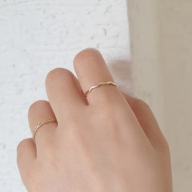 細緻雕花圈圈鍊戒 簡約款 尾戒 女生禮物 14K 包金 注金 可水洗