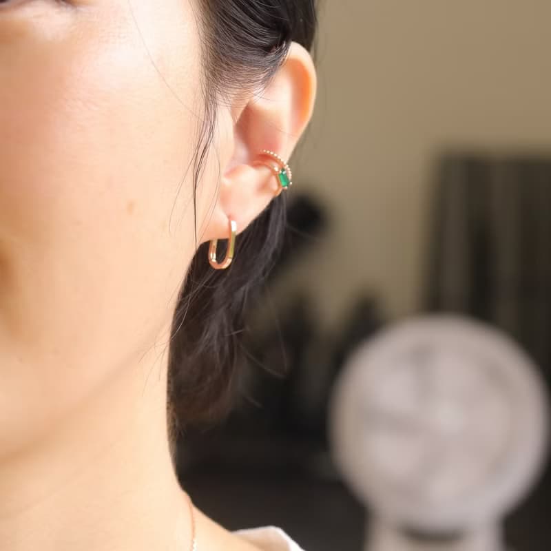 14K 綠瑪瑙耳夾耳環