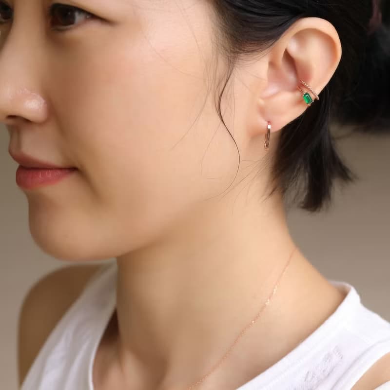 14K 綠瑪瑙耳夾耳環