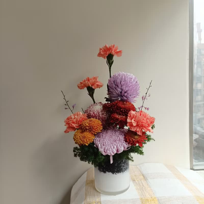 蛇年鮮花桌花盆花禮|文青奧勒岡投入式花束 內湖自取永生花乾燥花