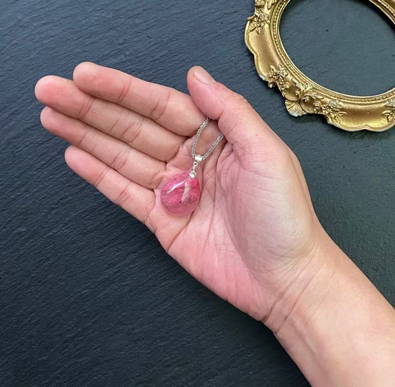 天然溫柔艷粉櫻花雨薔薇輝石925純銀鈦鋼項鍊 旺姻緣 旺人緣
