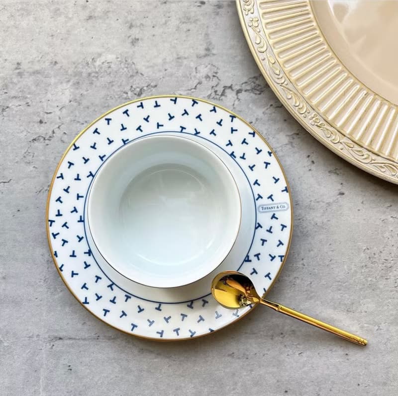 未使用保存品 Tiffany&Co. 湯碗配碟子套裝 餐具 中古美品 禮物