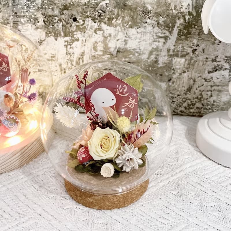 永生花花球玻璃花盅.生日禮物.情人節禮物.紀念禮物.母親節禮物