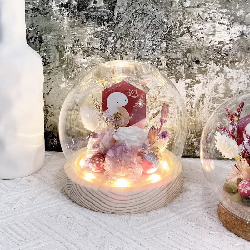 永生花花球玻璃花盅.生日禮物.情人節禮物.紀念禮物.母親節禮物