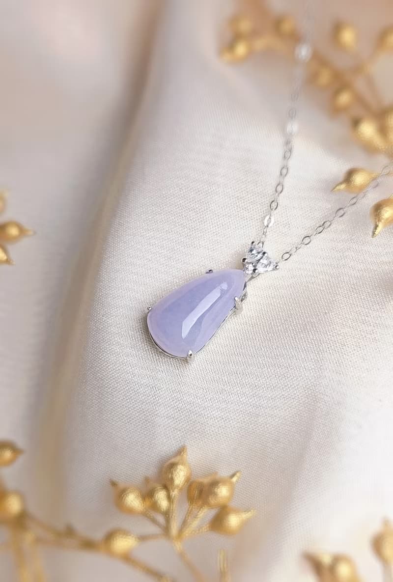 招財•福氣•貴人|冰潤濃紫福瓜|緬甸A貨翡翠純銀吊墜項鍊