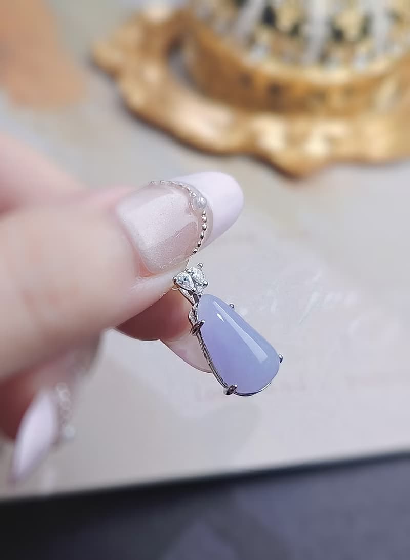 招財•福氣•貴人|冰潤濃紫福瓜|緬甸A貨翡翠純銀吊墜項鍊