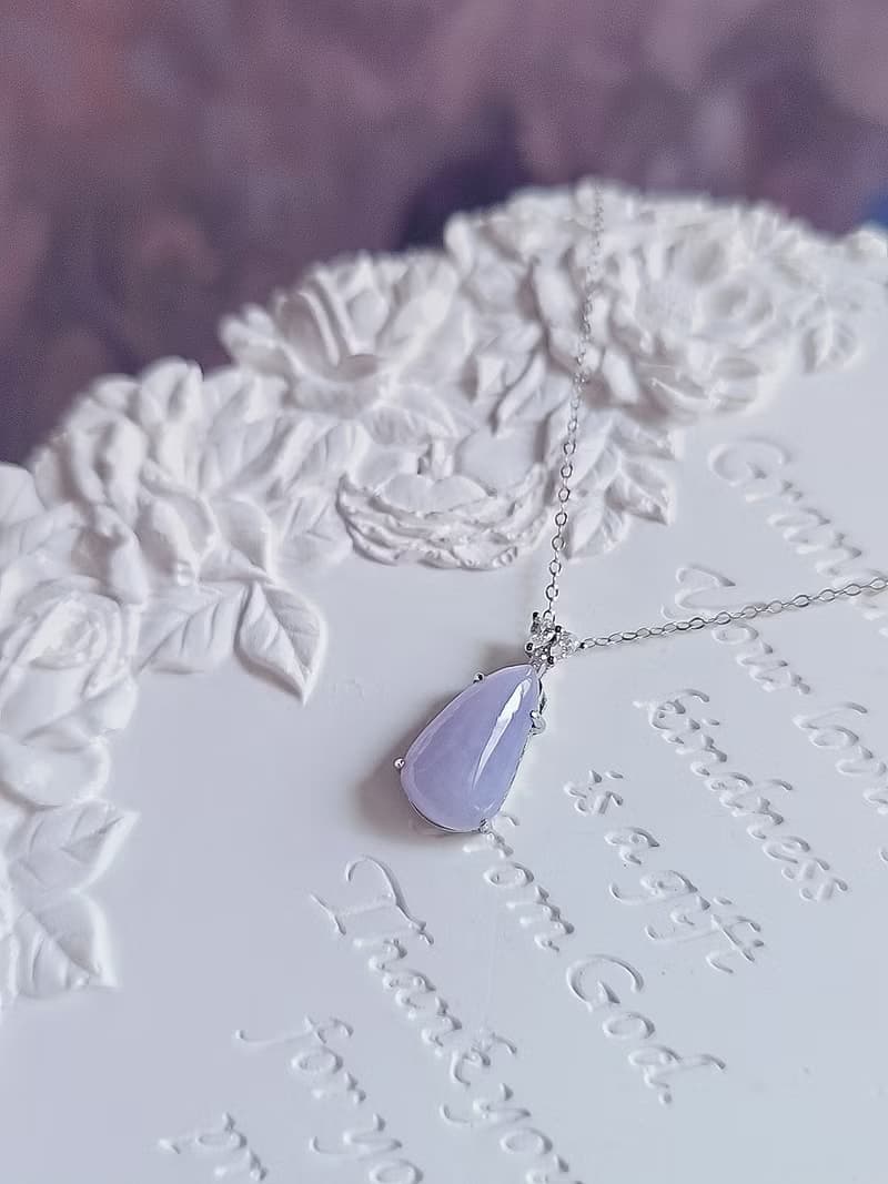 招財•福氣•貴人|冰潤濃紫福瓜|緬甸A貨翡翠純銀吊墜項鍊