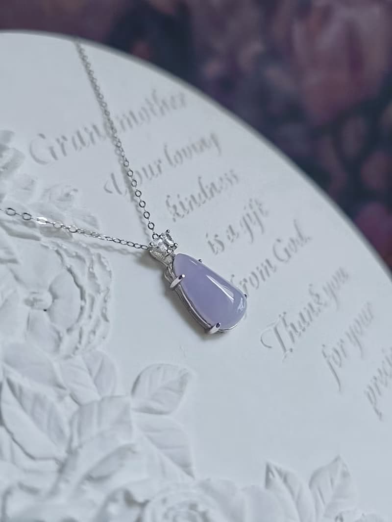 招財•福氣•貴人|冰潤濃紫福瓜|緬甸A貨翡翠純銀吊墜項鍊