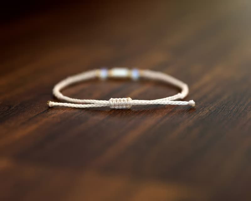 White Rabbit Mother-of-pearl Onyx Opalite Macrame Knot Bracelet