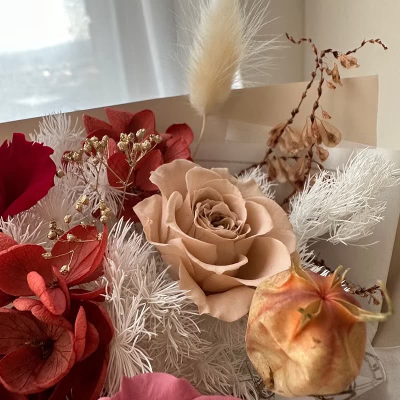 紅粉玫瑰花束 永生花束 情人節花束 2個尺寸