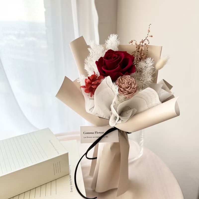 紅粉玫瑰花束 永生花束 情人節花束 2個尺寸