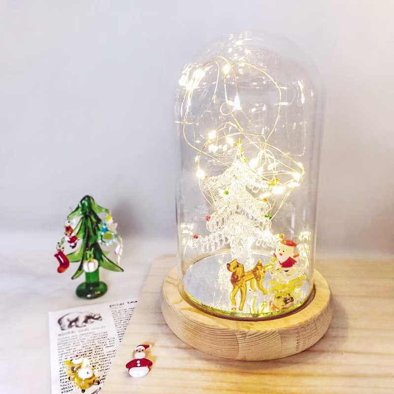 【交換禮物】手工浪漫聖誕玻璃燈罩 聖誕樹 雪橇 附燈