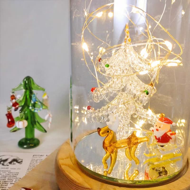 【交換禮物】手工浪漫聖誕玻璃燈罩 聖誕樹 雪橇 附燈
