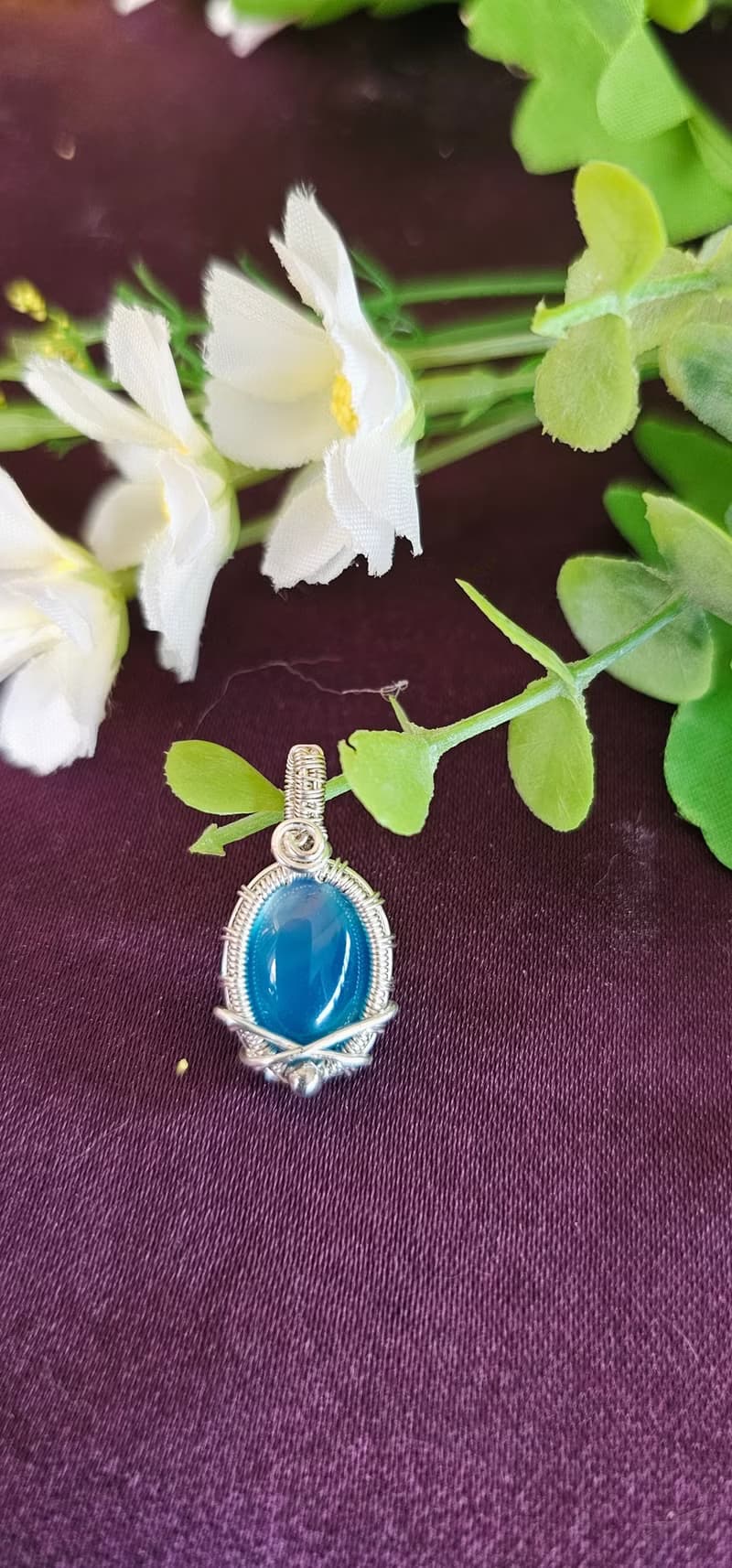 【葉綠舒手作】藍海  /金屬線編織/節日/禮物/飾品/項鍊