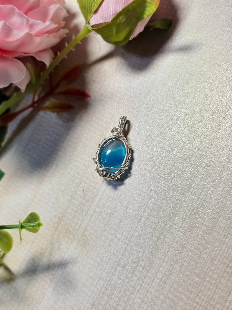 【葉綠舒手作】藍海  /金屬線編織/節日/禮物/飾品/項鍊