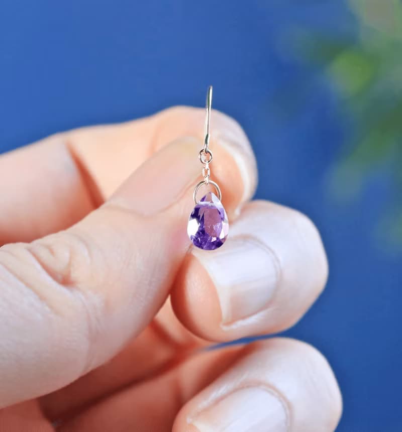 2月誕生石 アメジスト(ペアシェイプ) K10フックピアス~ESPOIR~