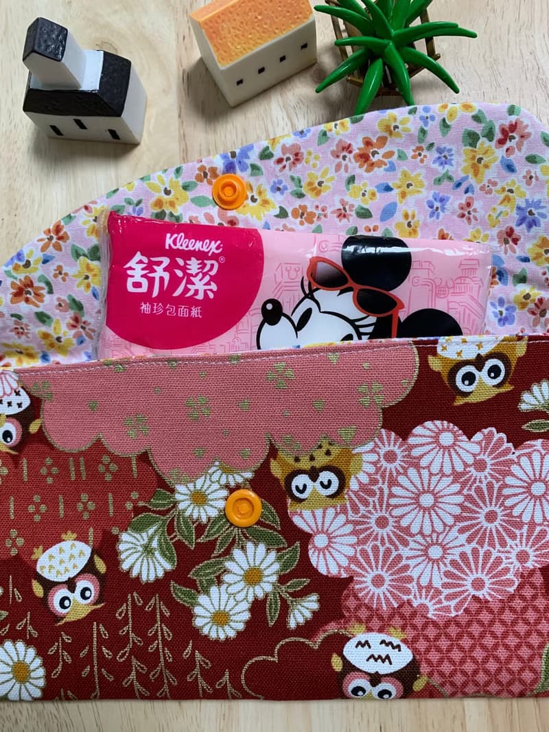 文青風優質萬用存摺袋 典雅古風 貓頭鷹 櫻桃紅 禮物 收納 濕紙