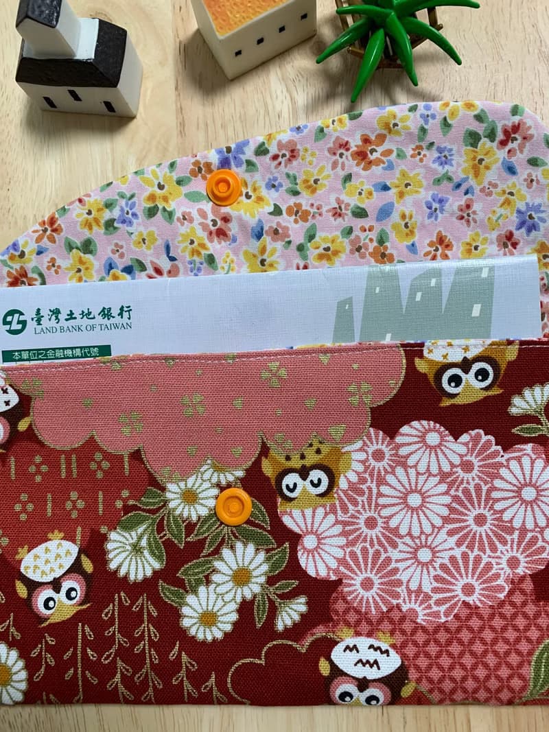 文青風優質萬用存摺袋 典雅古風 貓頭鷹 櫻桃紅 禮物 收納 濕紙
