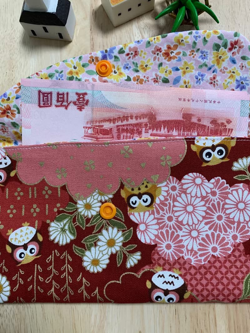 文青風優質萬用存摺袋 典雅古風 貓頭鷹 櫻桃紅 禮物 收納 濕紙