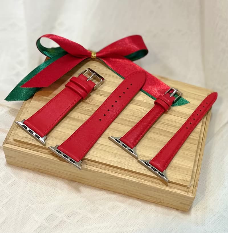 Timeless  紅色 真皮 牛皮 Apple Watch 錶帶 38/40/42/44mm