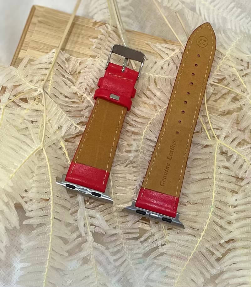 Timeless  紅色 真皮 牛皮 Apple Watch 錶帶 38/40/42/44mm