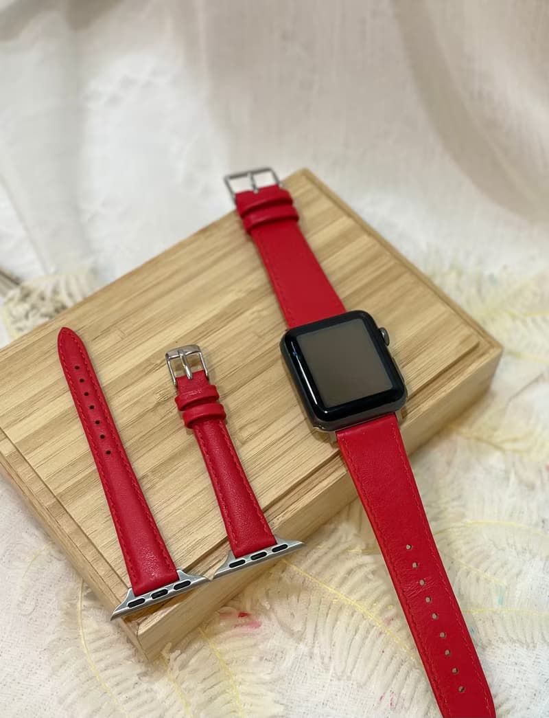 Timeless  紅色 真皮 牛皮 Apple Watch 錶帶 38/40/42/44mm