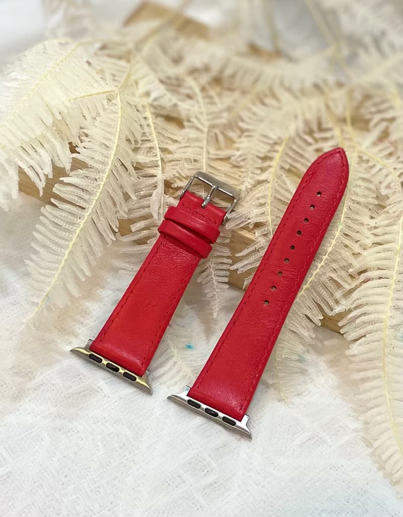 Timeless  紅色 真皮 牛皮 Apple Watch 錶帶 38/40/42/44mm